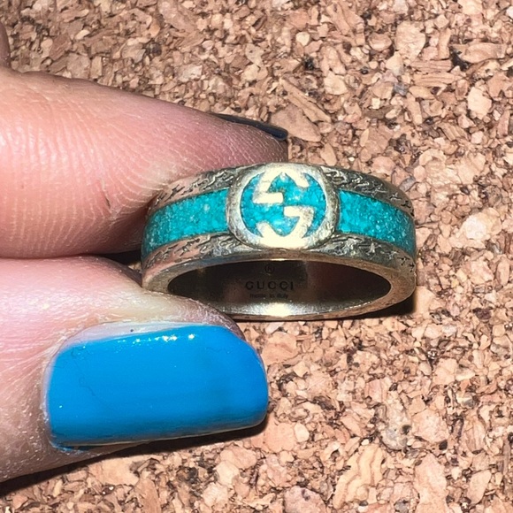 GUCCI 925 Silver Interlocking G Ring- Size 11/US 5 3/4 - Picture 1 of 12